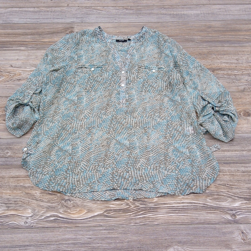 Patterned Lightweight Sheer Blouse Top - image 1
